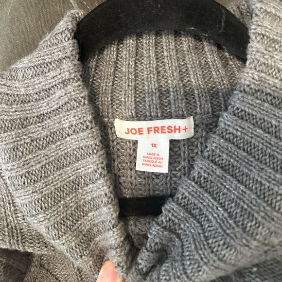 Joe Fresh Grey Crew Neck Cable Knit Sweater Dress - Size 1X - Picture 4 of 7